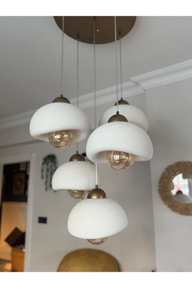 5 Li Sarkıt Avize E27 Modern Rustik  Avize Bohem Beton Görünüm (E27 Ampul Dahildir.)