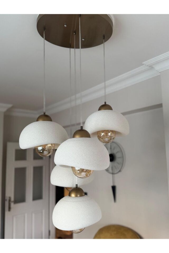 5 Li Sarkıt Avize E27 Modern Rustik  Avize Bohem Beton Görünüm (E27 Ampul Dahildir.)