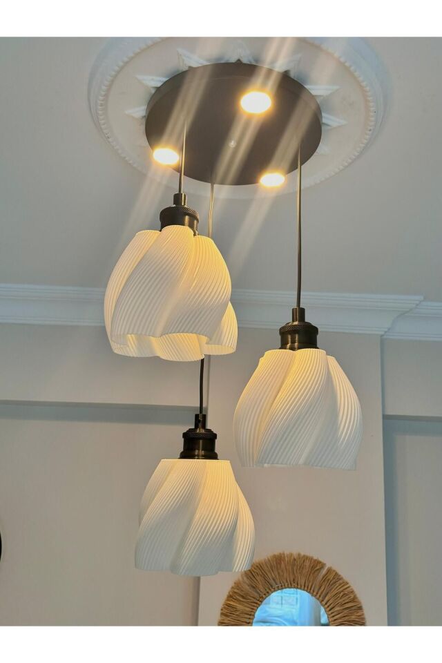 LuminAura 3 Renkli Modern Mutfak Banyo Led Salon Sarkıt Avize