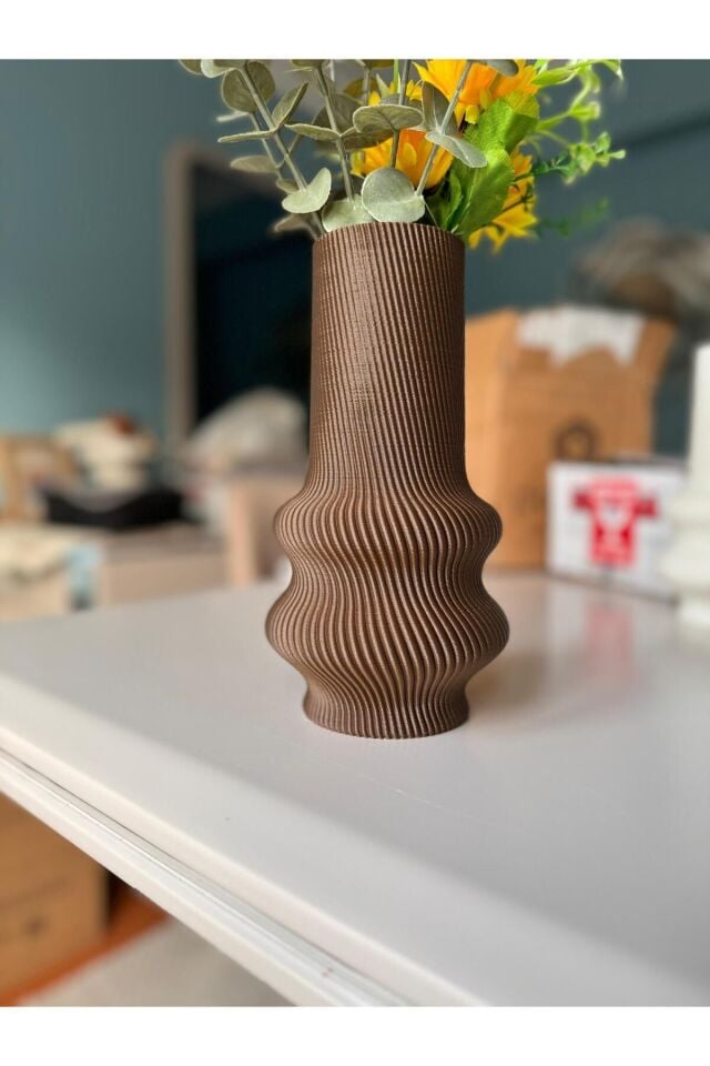 İskandinav Tarda Modern ve Şık Kahverengi Plastik Vazo