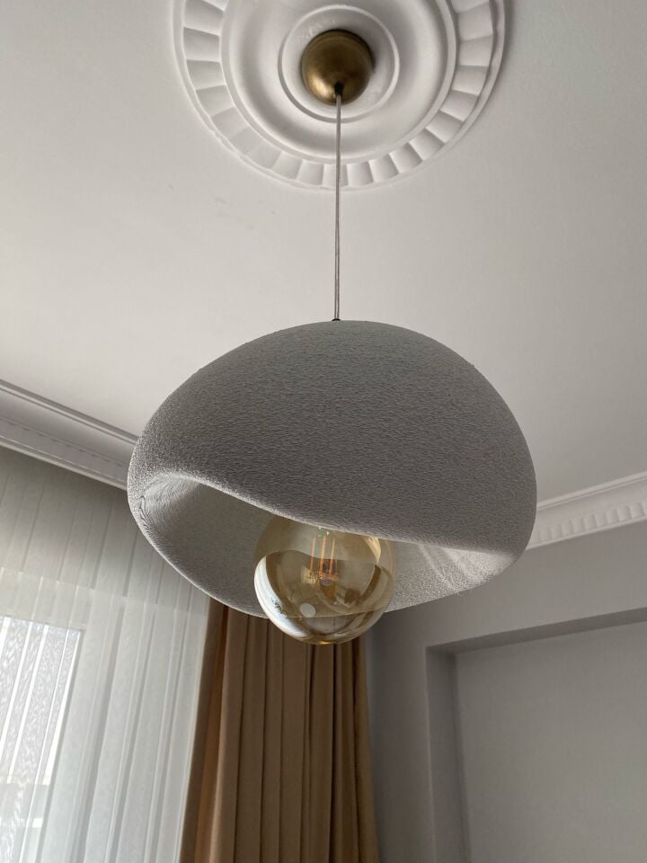 Beton Görünümlü 40 cm Tekli Avize - E27 Rustik Ampül Hediyedir. Beyaz veya Günışığı