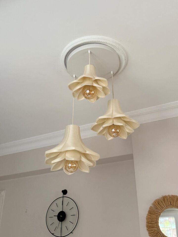 3'lü Lotus Çiçek Avize - 30-35-40 cm