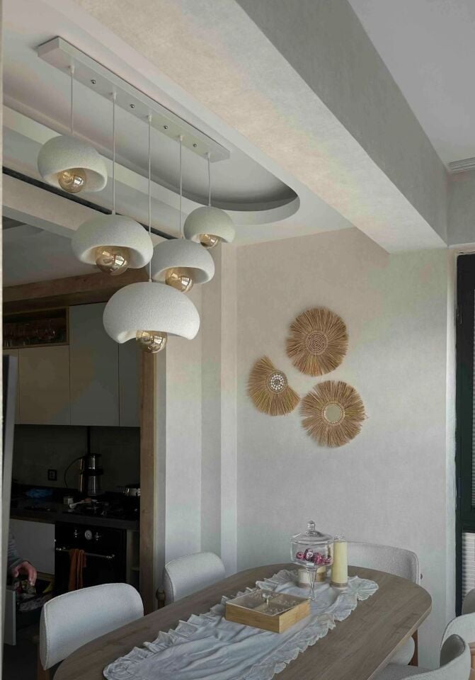 Beton Görünümlü 5'li Avize (Rustik Ampüller Hediyedir)