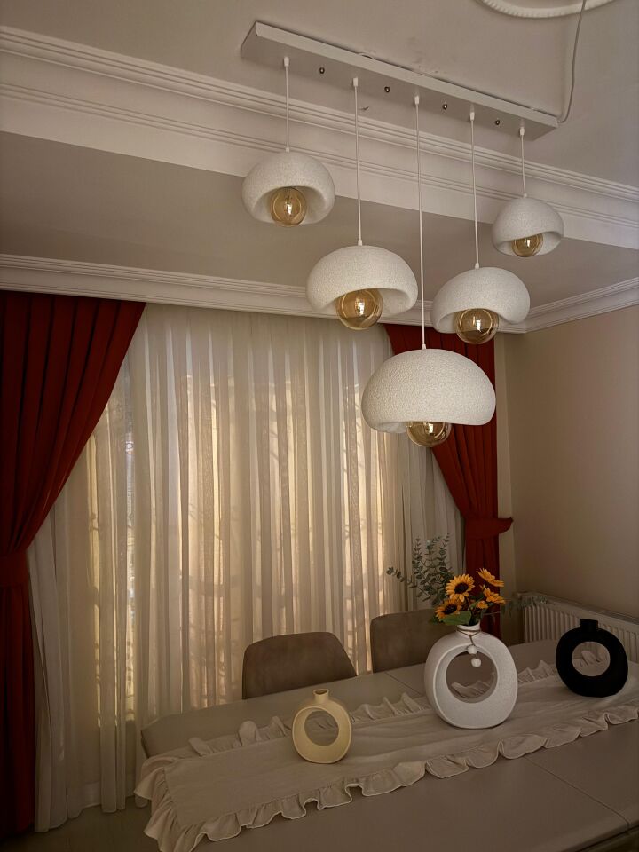 Beton Görünümlü 5'li Avize (Rustik Ampüller Hediyedir)