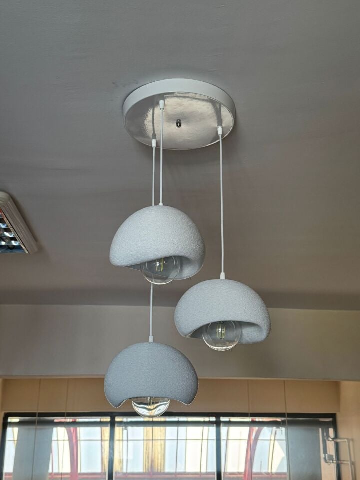 3 Lü Sarkıt Avize Rustik E27 Modern Avize Bohem Beton Görünüm 25 cm.(RUSTİK AMPUL HEDİYEDİR.!)