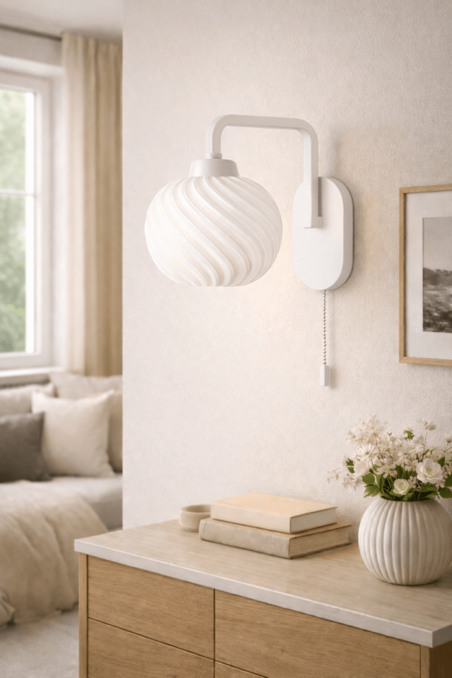 Modern Viola Aplik | Dekoratif Gövde | İpli Anahtarlı | Minimal Duvar Lambası