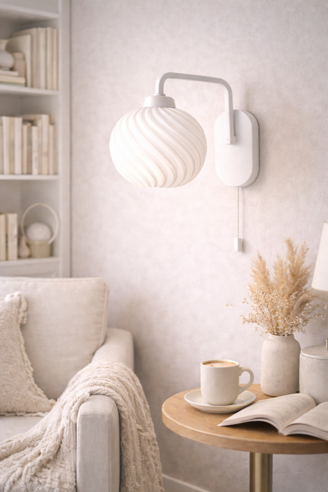 Modern Viola Aplik | Dekoratif Gövde | İpli Anahtarlı | Minimal Duvar Lambası