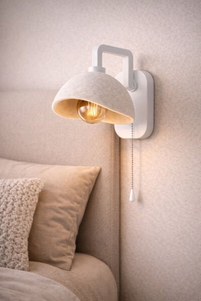 Beton Görünümlü Duvar Aplik – Zincir Anahtarlı Modern Duvar Lambası