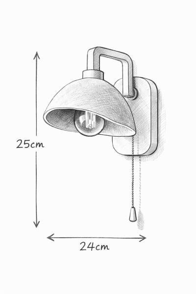 Beton Görünümlü Duvar Aplik – Zincir Anahtarlı Modern Duvar Lambası