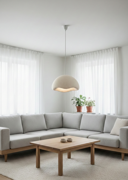 Modern Beton Sarkıt Avize - Minimal Dalga Formlu | E27 Ampullü