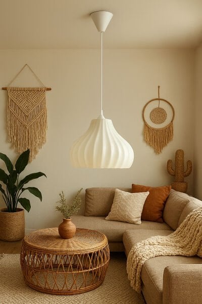 Laura Tekli Modern Beyaz Sarkıt Avize | Salon Mutfak Oturma Odası Hol Avize Aydınlatma